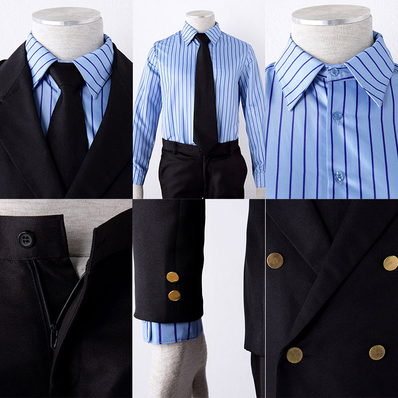 Black Leg Sanji Cosplay Costumes, Blue Shirt and Black Double-Breasted ...