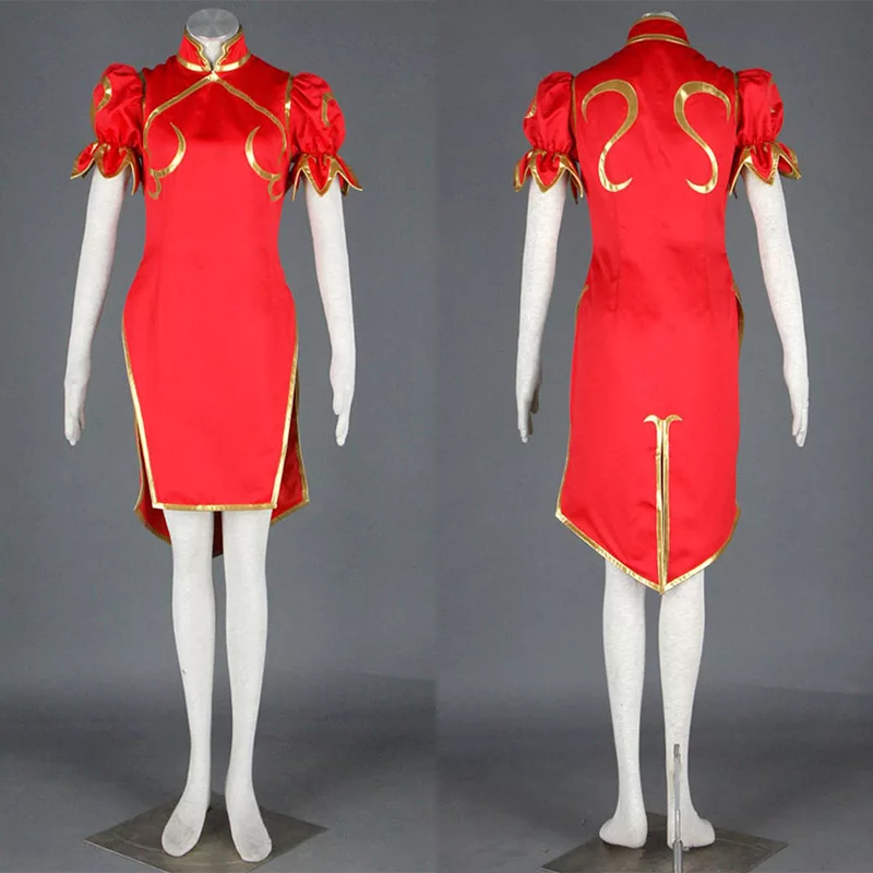 Chun-Li Cosplay Costumes, Red Default Cheongsam (Chinese Dress Qipao ...