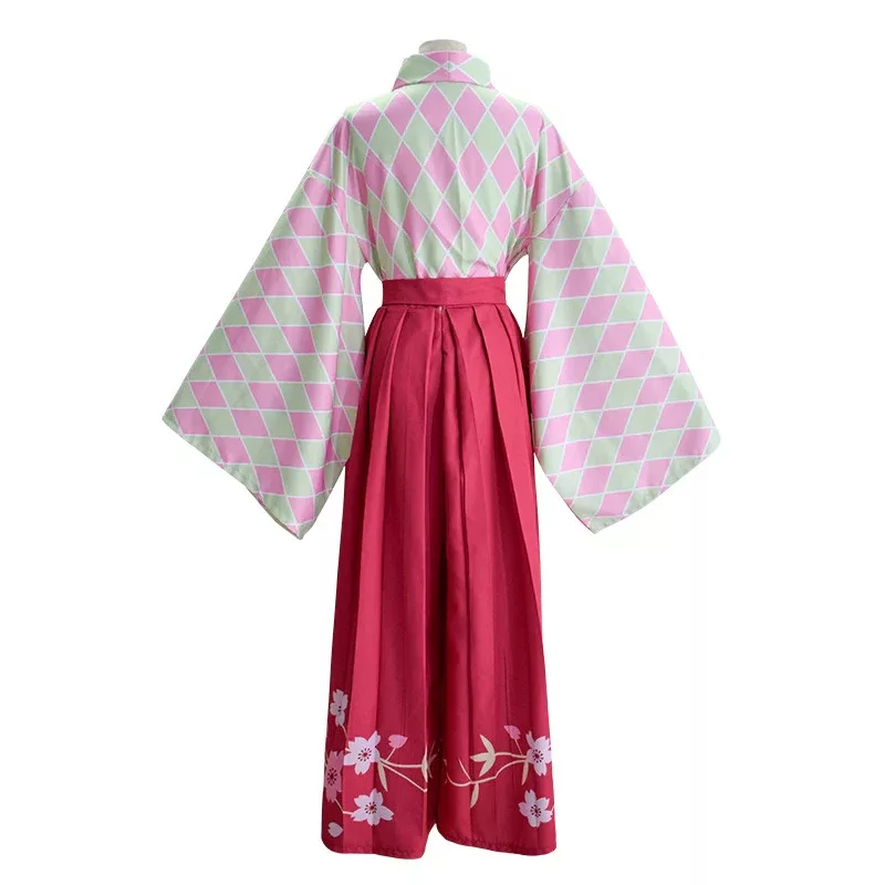 Mitsuri Kanroji Cosplay Costumes, Diamond Pattern kimono with Pleated ...
