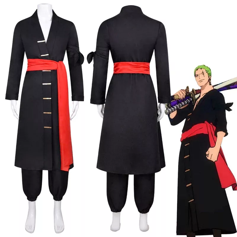 Roronoa Zoro Cosplay Costumes, Black Samurai Uniform Outfits for Men's ...