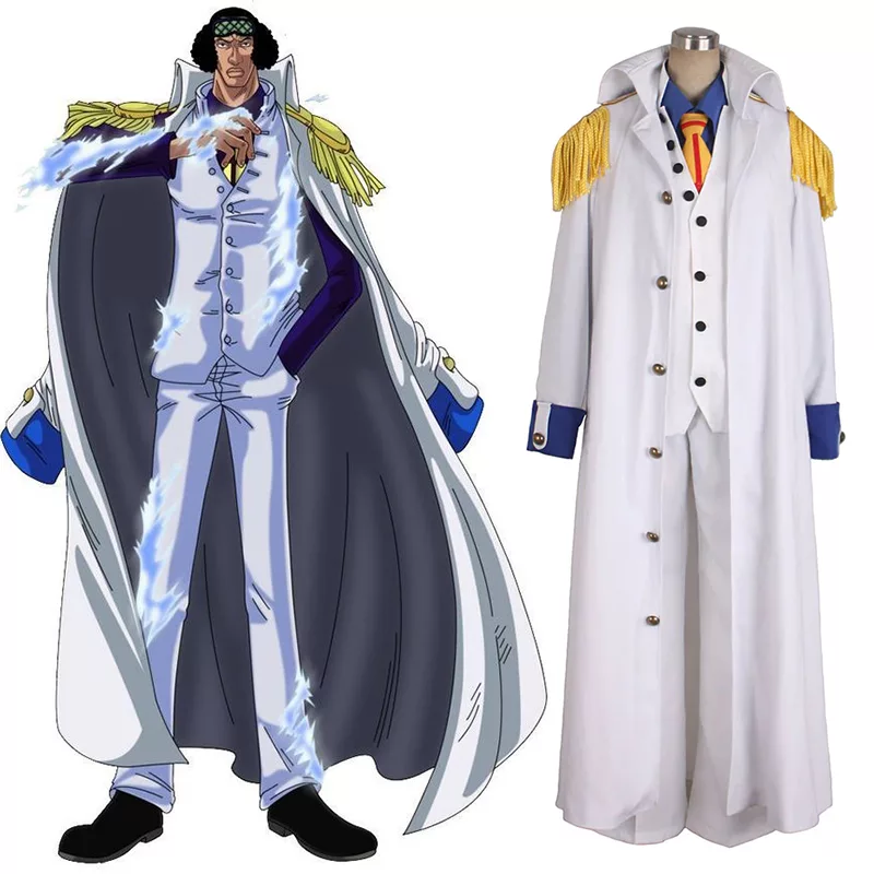 Kuzan/Aokiji Cosplay Costumes, White Suit with Marine Coat Outfits for ...